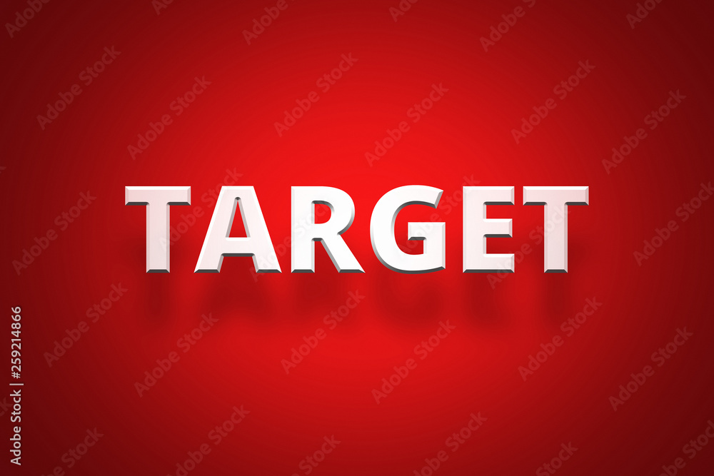White 3D letters target on red background. Universal concept for advertising design and presentations. 3D illustration