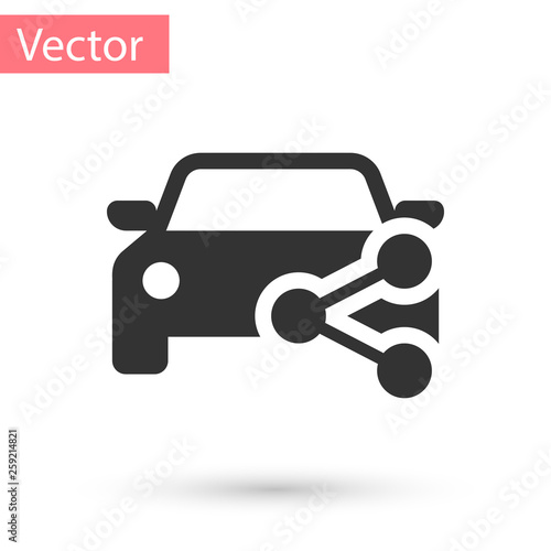 Grey Car sharing icon isolated on white background. Carsharing sign. Transport renting service concept. Vector Illustration
