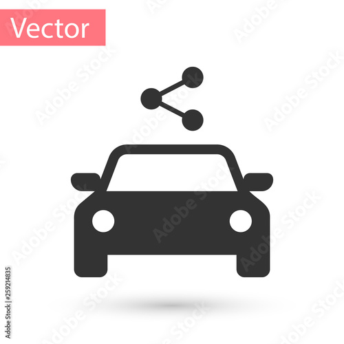 Grey Car sharing icon isolated on white background. Carsharing sign. Transport renting service concept. Vector Illustration