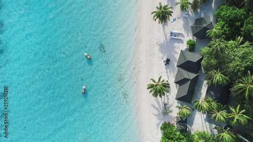 Beautiful aerial view of Maldives and tropical beach . Travel and vacation concept photo