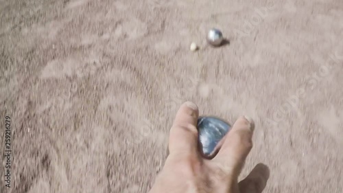 Boule ball landing in slow motion