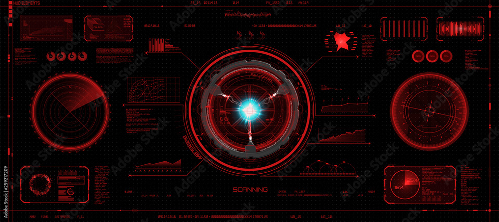 Head-Up Interface set in HUD style, Futuristic elements of red color  (space, dashboard, hologram, spaceship, medicine, finance) Hud vector set  Stock Vector | Adobe Stock