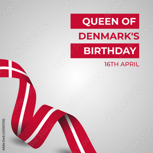 Happy queen of Denmark's birthday vector template illustration.
