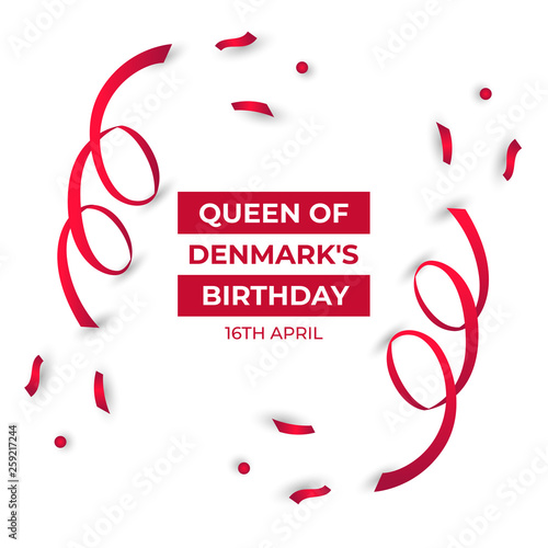 Happy queen of Denmark's birthday vector template illustration.