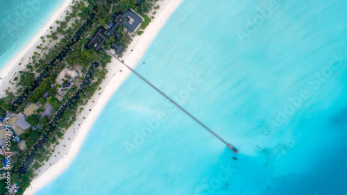 Beautiful aerial view of Maldives and tropical beach . Travel and vacation concept © Pakhnyushchyy