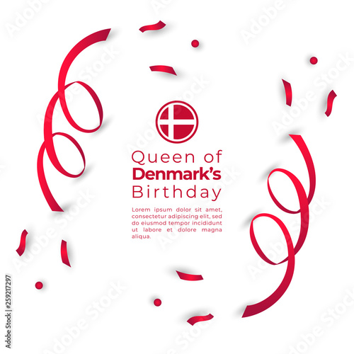 Happy queen of Denmark's birthday vector template illustration.