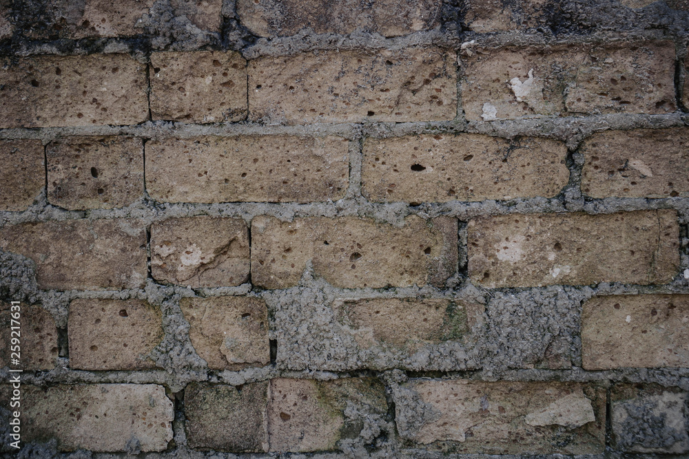 old brick wall and missing bricks in ruins. old brick wall and missing bricks in ruins.