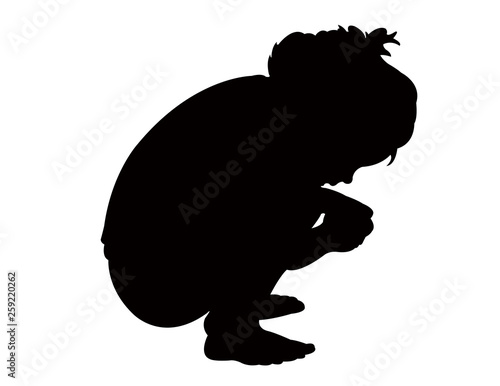 girl hiding silhouette vector photo