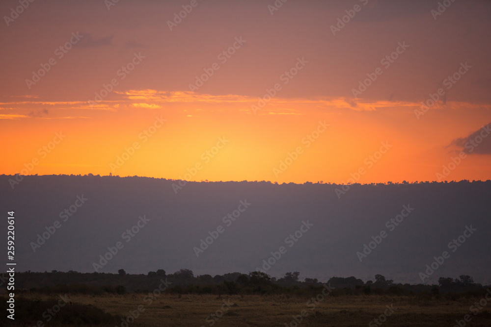 Beautiful sunset at Masai Mara wildlife century, Kenya