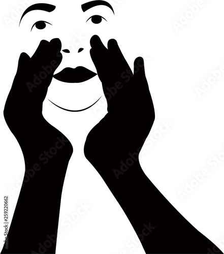 talking woman head, silhouette vector