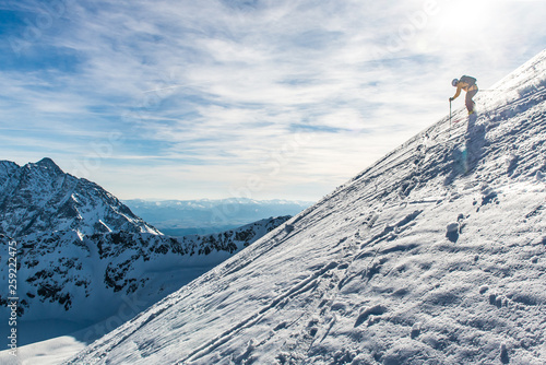 Skitouring in Tatra Mountains, downhill ride from Kozi Wierch, Poland