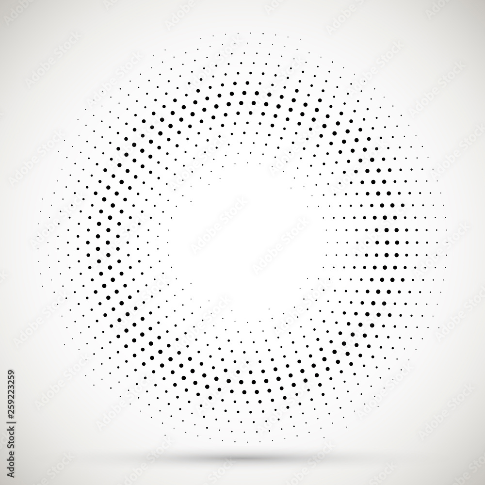 Black abstract vector circle frame halftone dots logo emblem design element. Rounded border icon. Isolated halftone circle dots vector texture. Black abstract vector circle frame halftone dots logo emblem design element. Rounded border icon. Isolated halftone circle dots vector texture.