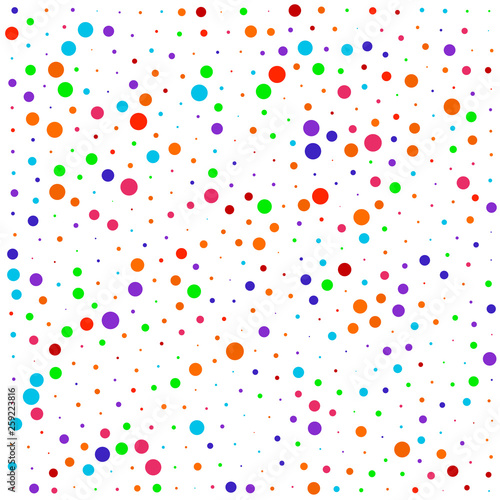 Vector colorful dotted seamless pattern. Multicolored decorative design card.Holiday pattern abstract background. Isolated dots for your design.