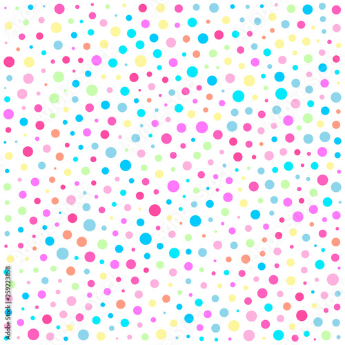 Vector colorful dotted seamless pattern. Multicolored decorative design card.Holiday pattern abstract background. Isolated dots for your design.