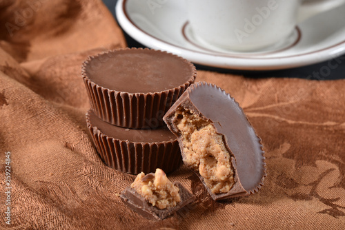 Chocolate covered peanut butter cups photo