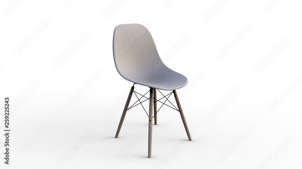3D rendering - isolated chair with wooden legs 3D rendering - isolated chair with wooden legs