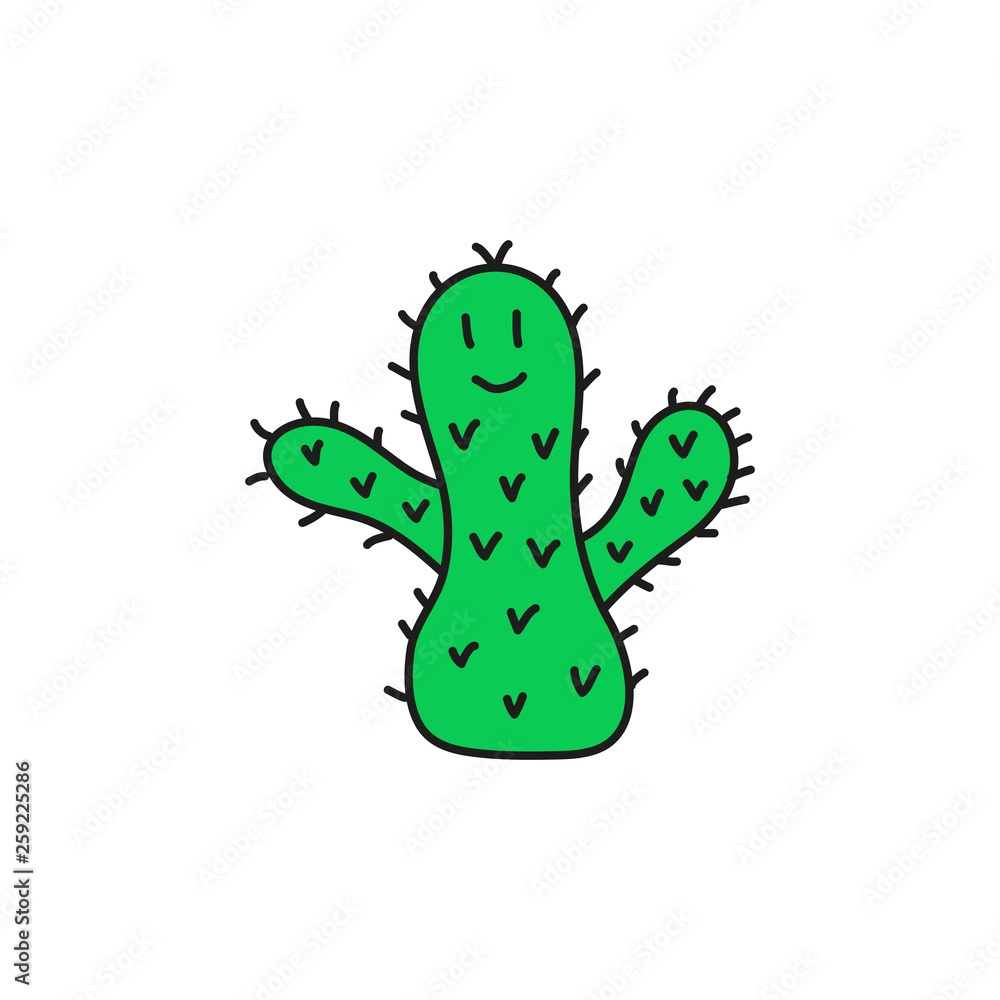 Doodle smiley cactus. Doodle smiley cactus.