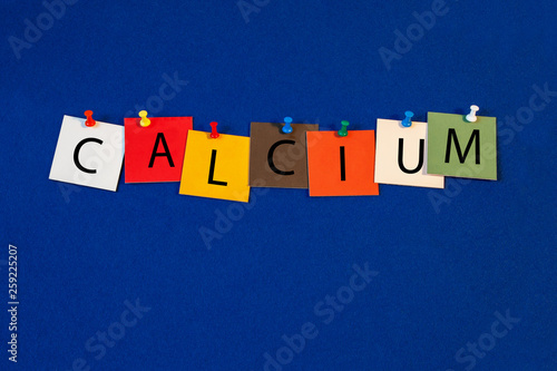 Calcium – one of a complete periodic table series of element names - educational sign or design for teaching chemistry