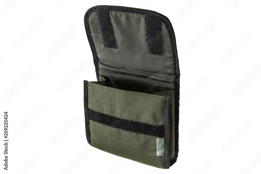 Green soft case for guns isolated for white