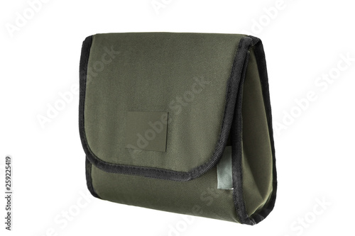 Green soft case for guns isolated for white