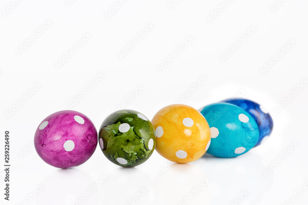 Different decorative Easter eggs isolated on white background