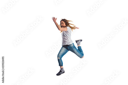 Athlete girl doing aerobic
