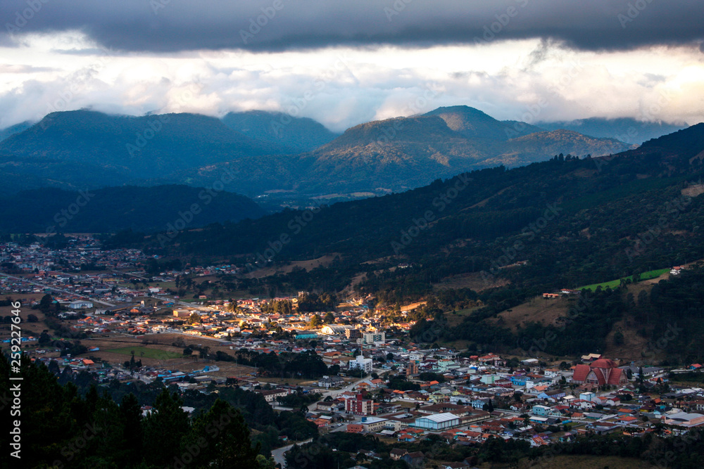 View of the city of Urubici, located in mountain areas of the state of Santa Catarina, Brazil