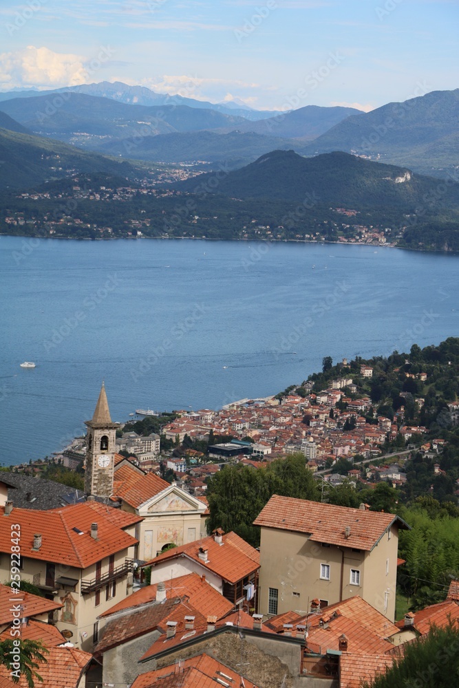 View from Levo to Stresa at Lake Maggiore Italy