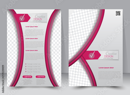 Flyer template. Business brochure. Editable A4 poster for design, education, presentation, website, magazine cover. Red color.