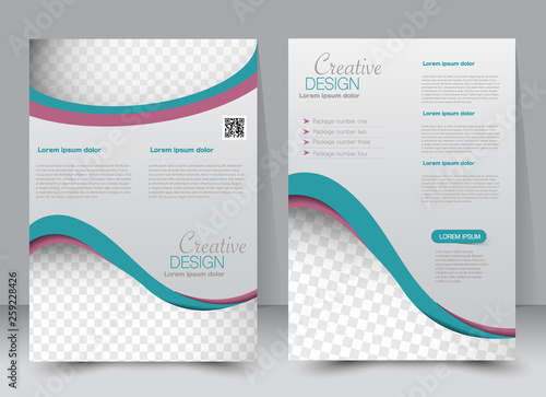 Flyer template. Business brochure. Editable A4 poster for design, education, presentation, website, magazine cover. Red and green color.