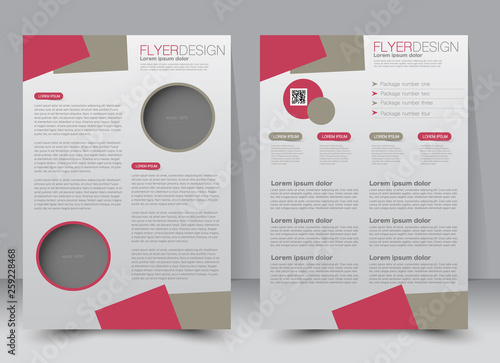 Flyer template. Business brochure. Editable A4 poster for design, education, presentation, website, magazine cover. Red and brown color.