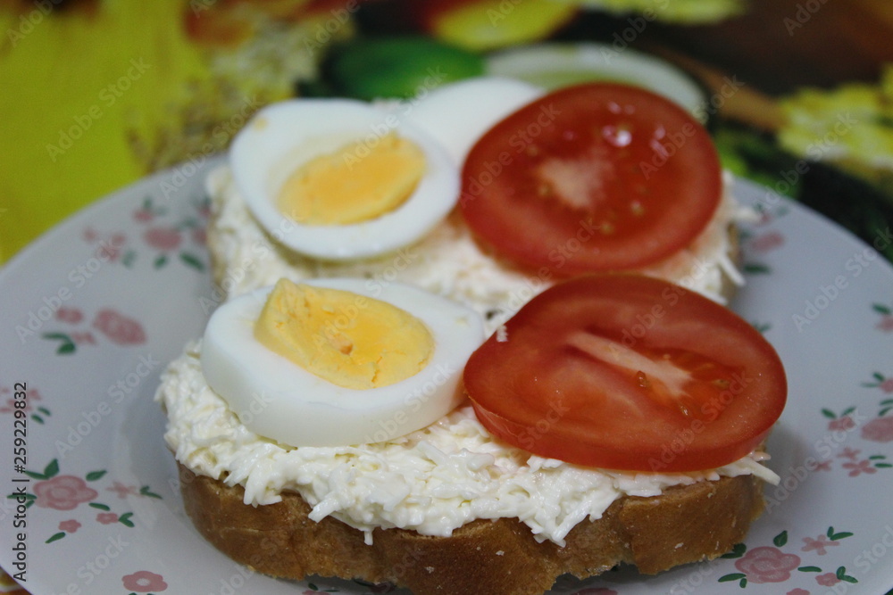 sandwiches from a loaf with cheese, egg, tomato sandwiches from a loaf with cheese, egg, tomato