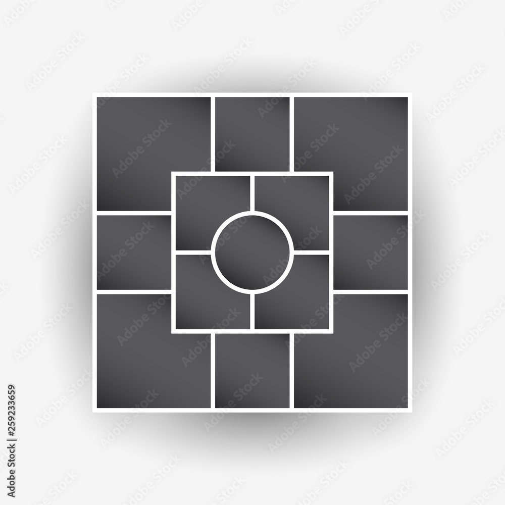 Vector illustration of photo collage frames for presentations, photo montage. Template. The object on an isolated light background. Vector illustration of photo collage frames for presentations, photo montage. Template. The object on an isolated light background.