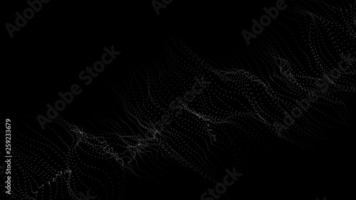 Abstract background. Big data. Vector illustration. Wave of particles.