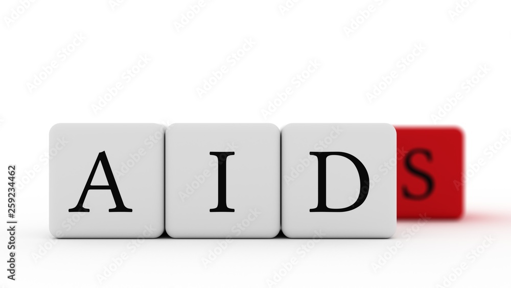Aids aid cubes on white background. Isolated 3d rendering Aids aid cubes on white background. Isolated 3d rendering
