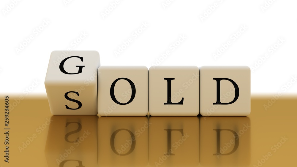 Gold sold white cubes on golden table. Isolated 3d illustration Gold sold white cubes on golden table. Isolated 3d illustration