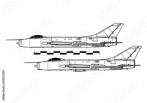 Sukhoi Su-7 Fitter. Outline drawing