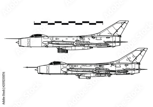 Sukhoi Su-7 Fitter. Outline drawing