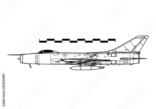 Sukhoi Su-9 Fishpot. Outline drawing