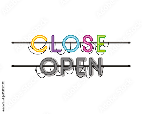close label in neon light isolated icon
