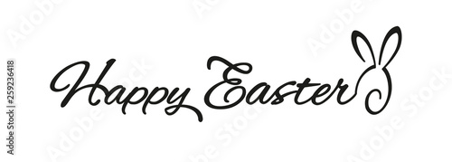 Happy Easter handwritten calligraphy with rabbit script