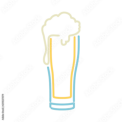 glass with beer in neon light icon