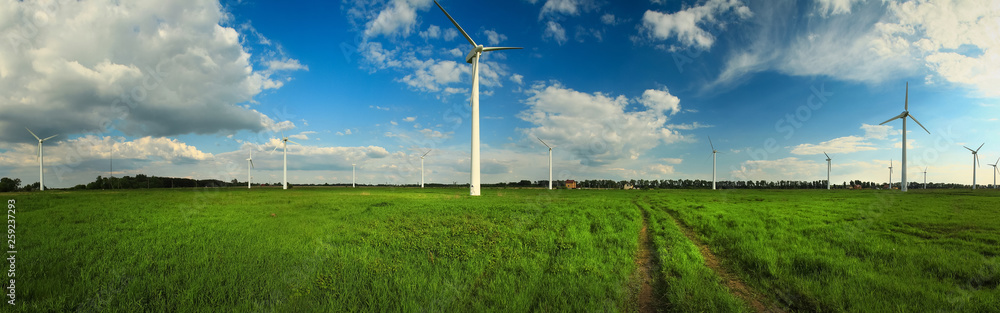 Panoramic view of a wind turbine park Panoramic view of a wind turbine park