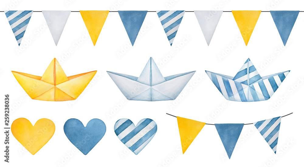 Large illustration collection of pennant banner garland, cute