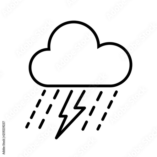Cloud, Rain and Thunderbolt Icon Vector