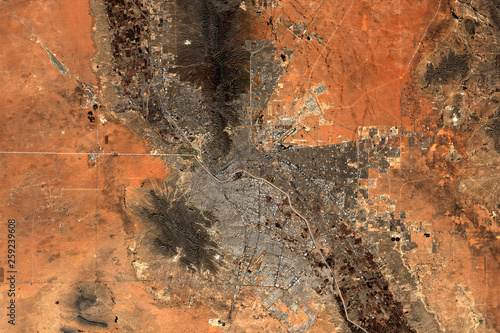 El Paso in USA and Ciudad Juarez in Mexico seen from space - contains modified Copernicus Sentinel Data (2019)