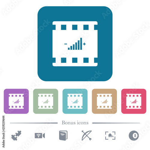 Movie adjusting flat icons on color rounded square backgrounds photo