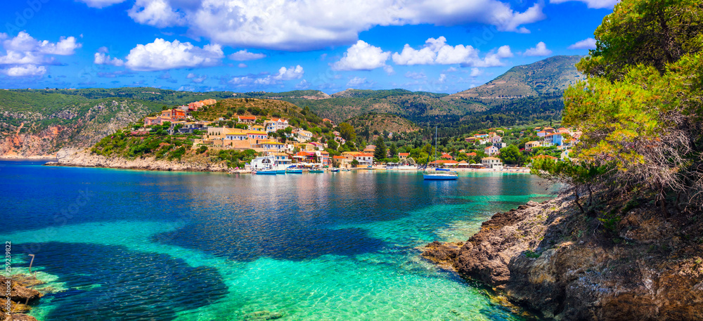 Amazing colorful Greece - Assos village in Kefalonia. Ionian islands