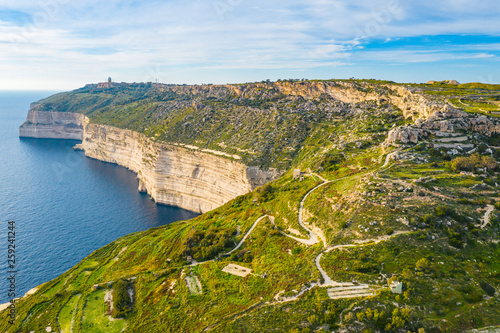 Obraz na plátně Aerial view of Dingli cliffs