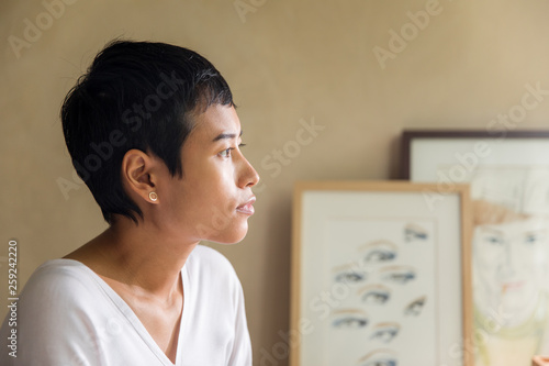 Profile of pensive woman